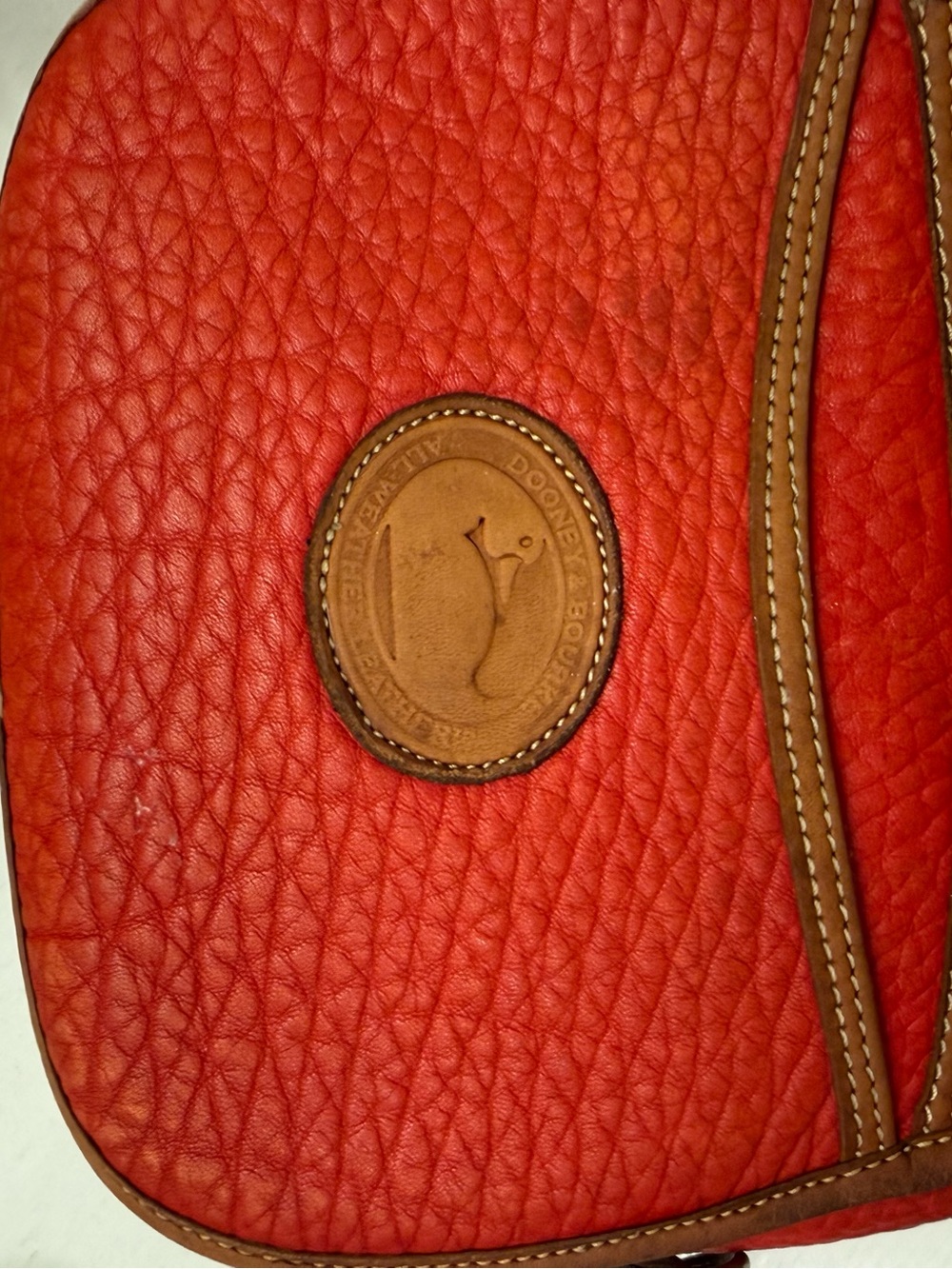 Dooney & Bourke Red Pebbled Leather Satchel Trio with Tan Trim - Picture 3 of 13